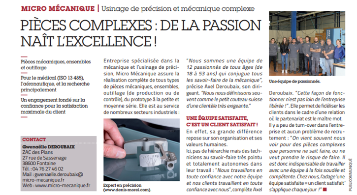 Article Usine nouvelle nov 2018